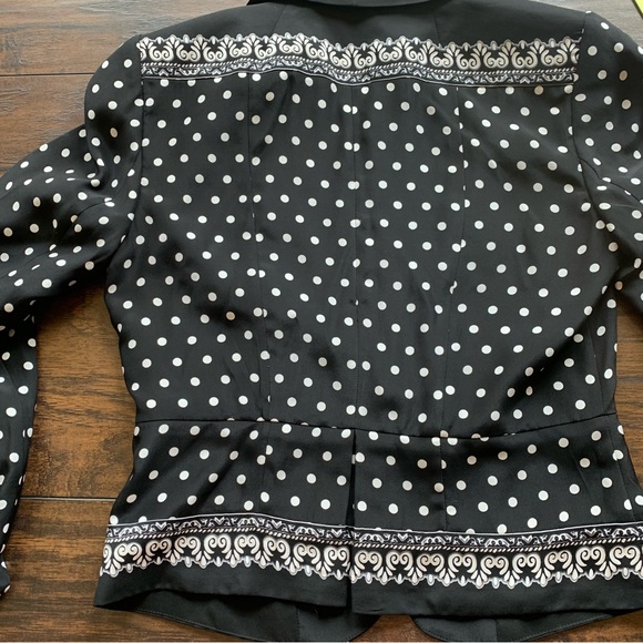 White House Black Market WHBM Black Polka Dot Silk Blazer Jacket - Picture 8 of 10